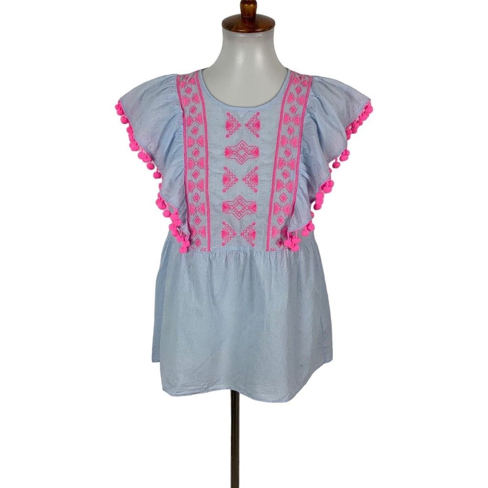 Lilly Pulitzer Women’s Top XS Blue Pink Short Sleeve